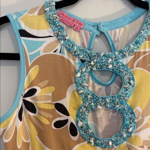 Y2K Shell Beading Funky Floral Pattern Mini Dress